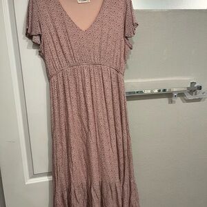 Hello MIZ Blush pink Dusty Rose Midi Dress
